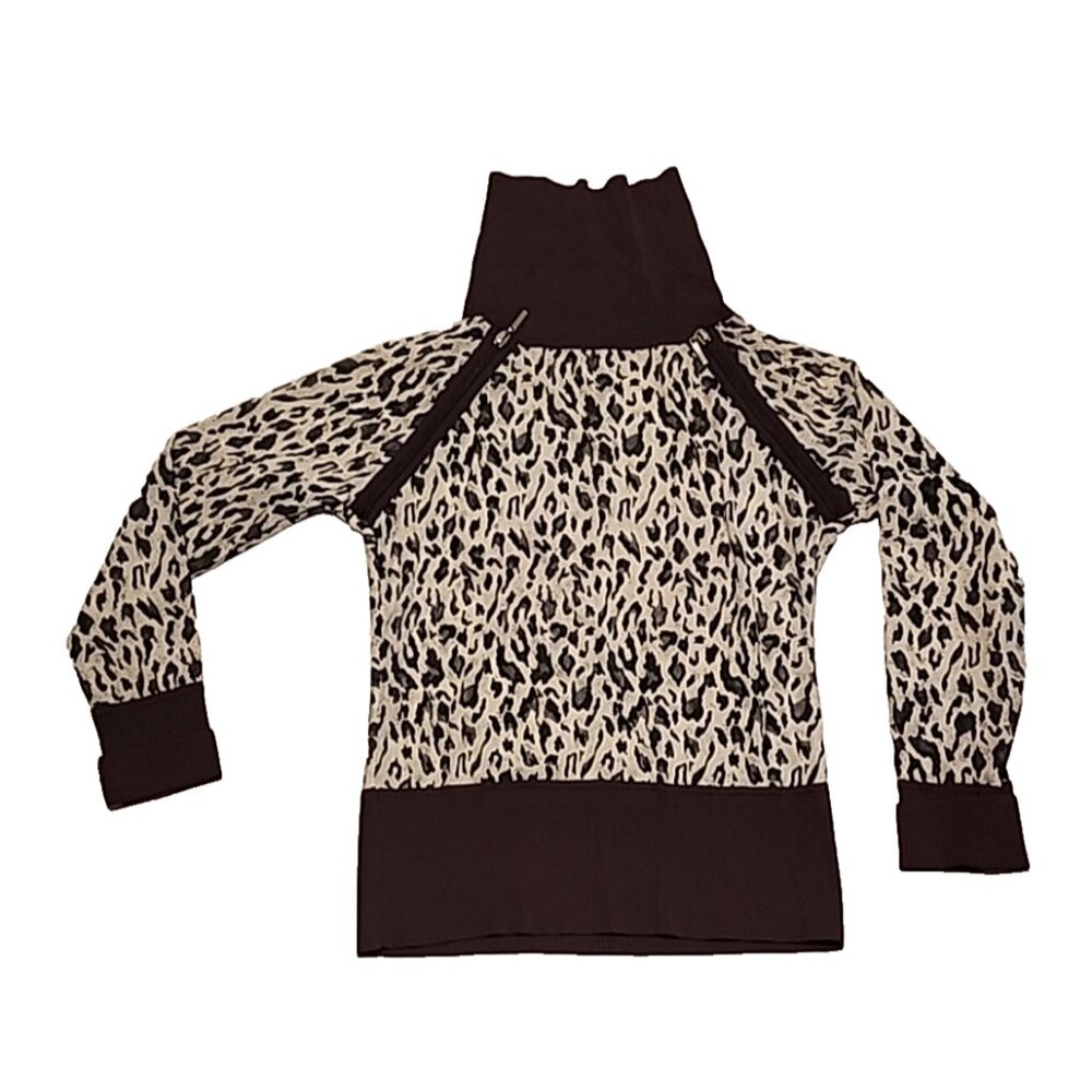 vintage FITELLE size S stretch roll neck turtleneck Leopard print punk Sweater